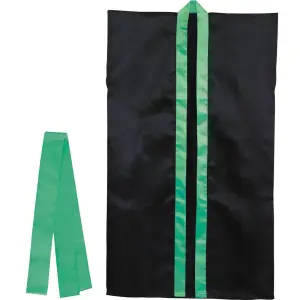 ソフトサテンロングハッピ（ハチマキ付） 黒（襟緑） J